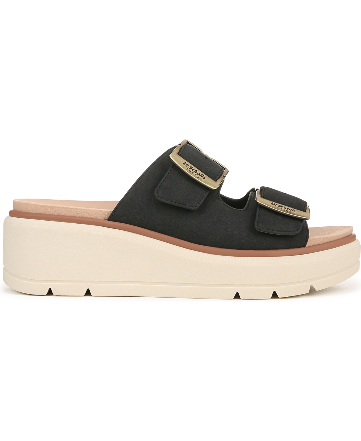 Shop Dr. Scholl's Women's Nice Day Max Og Slide Wedge Sandals In Black Faux Leather