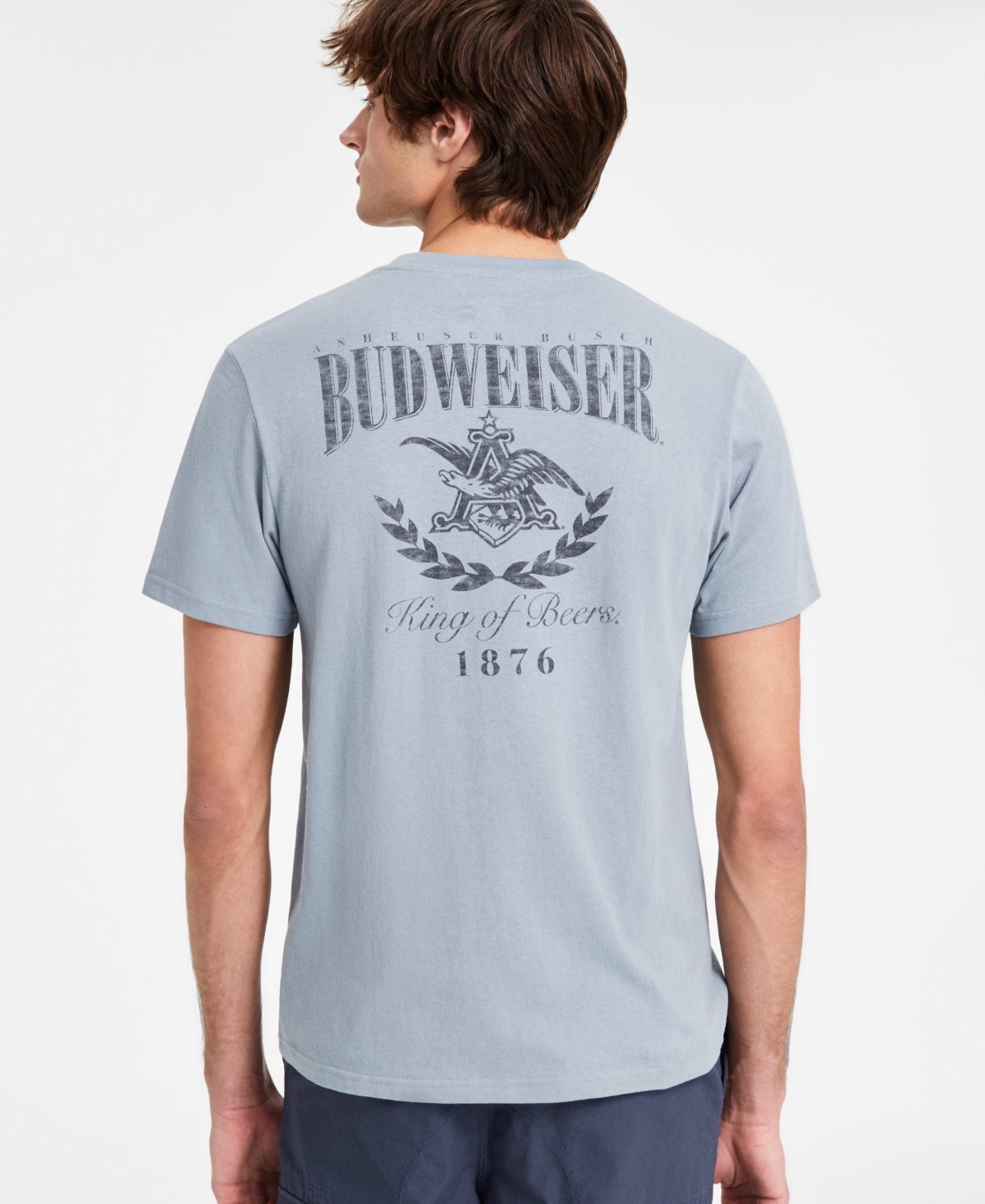 Shop Sun + Stone Men's Budweiser Regular-fit Graphic T-shirt, Exclusively At Macy's In Blue Hail