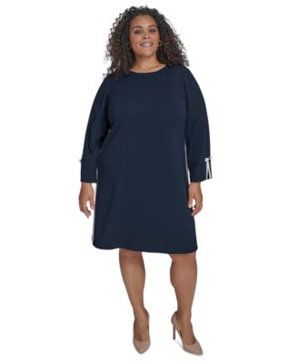 Tommy Hilfiger - Plus Size Colorblock Bow-Cuff Shift Dress