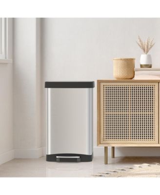 14.5 Gal./55 Liter Rectangle Step-On Stainless Steel Trash Can for Kitchen