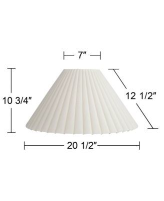 Set of 2 Box Pleat Empire Lamp Shades Antique White Large 7" Top x 20.5" Bottom x 10.75" High Spider Harp and Finial