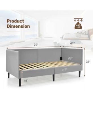 Twin Size Daybed Frame with Sturdy Wooden Slat Support