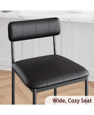 Dining Chairs Set of 2, Upholstered Dining Chairs with Back, PU Leather Dining Kitchen Chair for Kitchen, Apartment, Dinner, Comfortable Seat, Easy Assembly