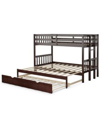 Twin Pull-Out Bunk Bed with Trundle Wooden Ladder