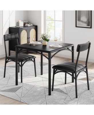 Dining Table Set Breakfast Nook with 2 Chairs Kitchen Dining Room Table Set for Dining Room, Dinette Compact Space-Saving,Metal Steel Frame