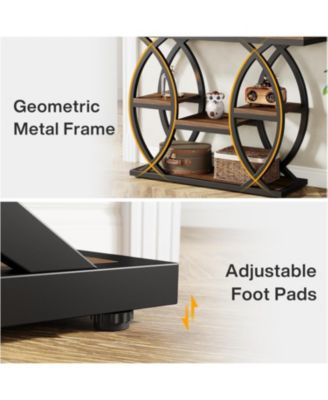 39.4" Console Table, Industrial 4-Tier Sofa Table Entryway Table, Narrow Wood Accent Tables with Metal Frame