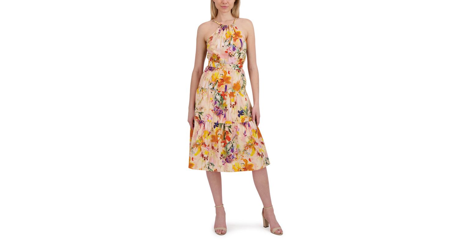 Women's Beaded Halter Midi Dress