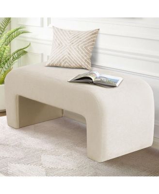 47" Upholstered Scroll Velvet Waterfall Bench/Chenille Entryway Bench-