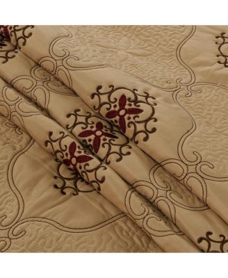 3 Piece Quilted Embroidery Quilts Bedspreads Set Emma Queen