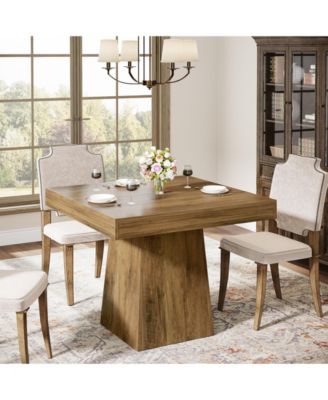 Square Dining Table for 4, 31.5-Inch Kitchen Table Small Dinner Table with Sturdy Pedestal Base, Farmhouse Dining Room Table