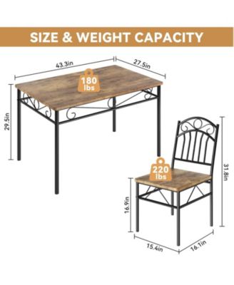 Dining Table Set for 4,Retro Industrial Dining Table & Chairs,Kitchen Table and Chairs for 4,Space-Saving Kitchen Table Set,5 Piece Dining Room Table Set