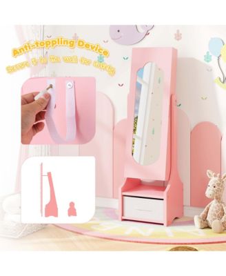 Kids Vanity Set Princess Makeup Dressing Table & Chair Set with Jewelry Armoire