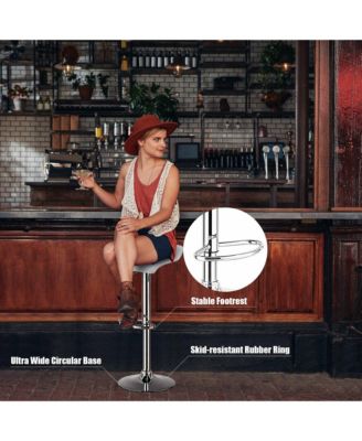 Set of 4 Swivel Bar Stool PU Leather Adjustable Kitchen Counter Bar Chair White