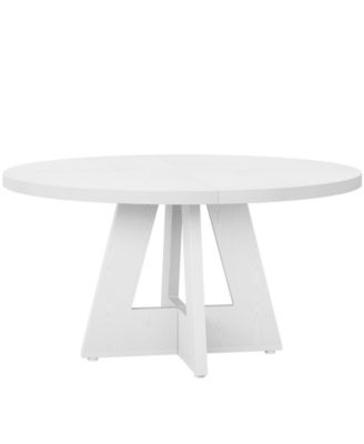 47" Round Wood Dining Table – Farmhouse Kitchen Table for 4 with Wooden Top and Legs