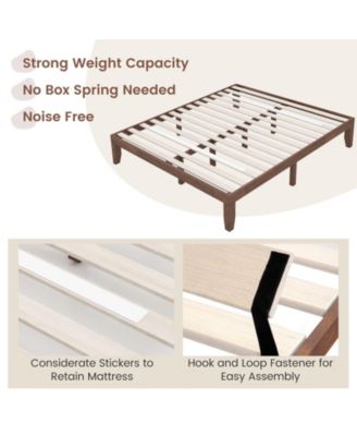 14-Inch King Size Rubber Wood Platform Bed Frame with Wooden Slat Support