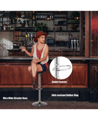 Set of 4 Swivel Bar Stool PU Leather Adjustable Kitchen Counter Bar Chairs Black