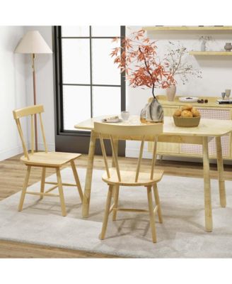 Dining Chairs Set of 2 Windsor Chairs Wood Armless Chairs with Solid Rubber Wood