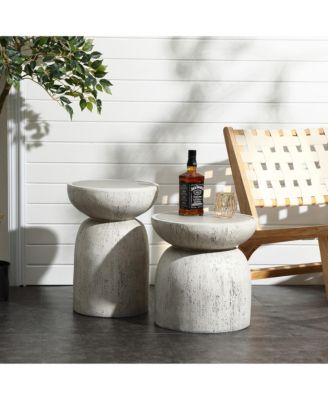 Rustic Indoors and Outdoors Round 15.75-Inch Tall MgO Side Table