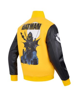 Men's Yellow Batman Comics I Am The Night Full-Zip Varsity Jacket