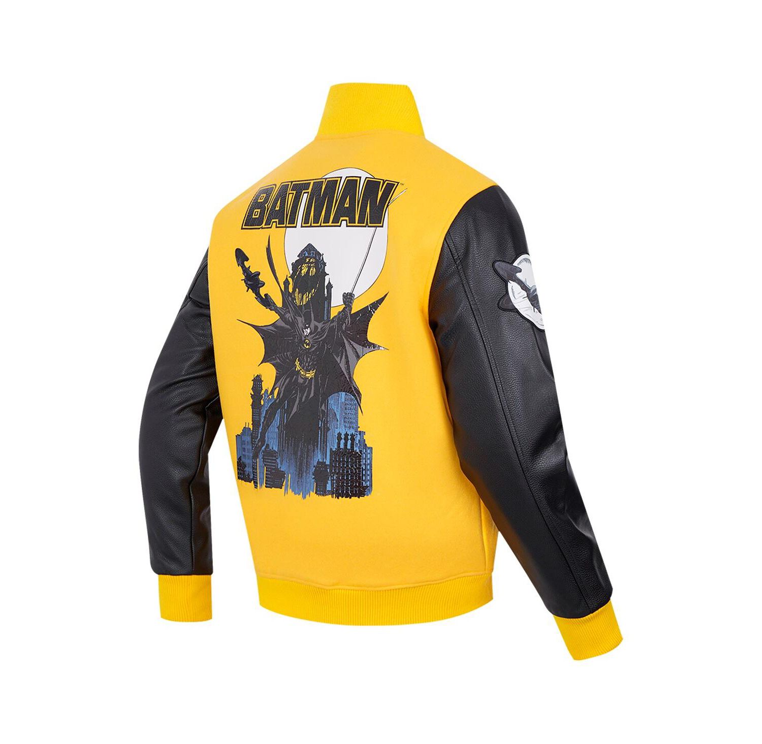 Men's Yellow Batman Comics I Am The Night Full-Zip Varsity Jacket
