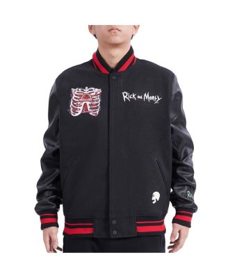Men's Black Rick And Morty Anatomy Park Full-Zip Varsity Jacket