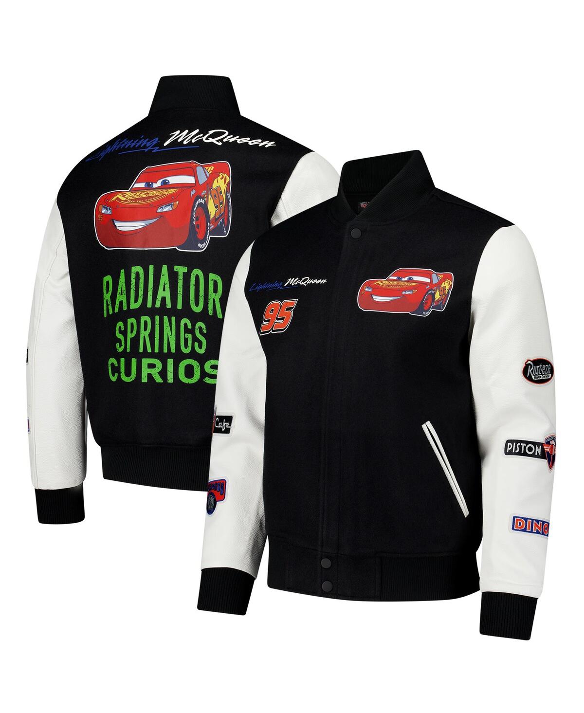 Men's Black/White Cars Radiator Full-Zip Varsity Jacket - Black, White