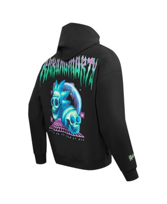 Men's Black Rick And Morty Rockstar Loose Fit Pullover Hoodie