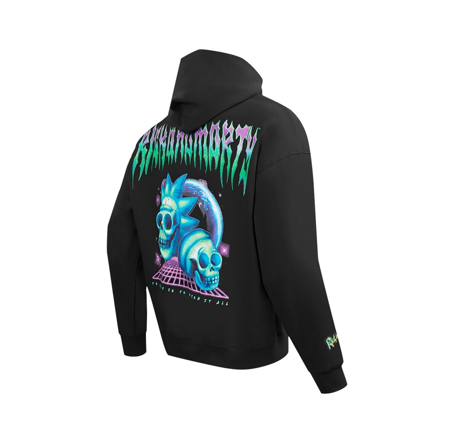 Men's Black Rick And Morty Rockstar Loose Fit Pullover Hoodie
