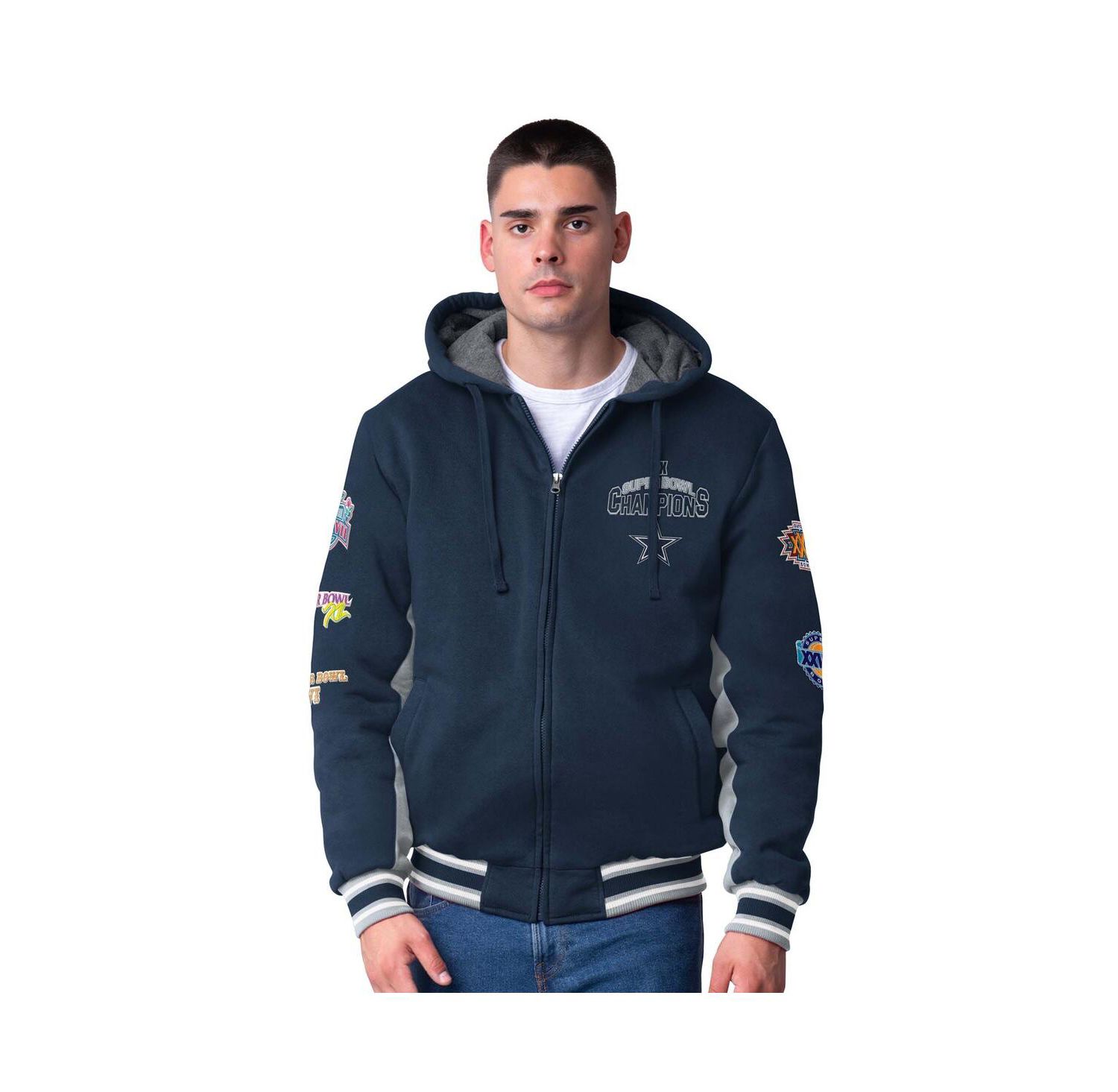 Men's Navy Dallas Cowboys No Huddle Commemorative Full-Zip Hoodie Jacket