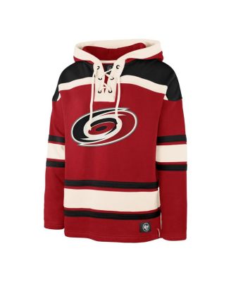 Men's Sebastian Aho Red Carolina Hurricanes Player Name Number Lacer Pullover Hoodie