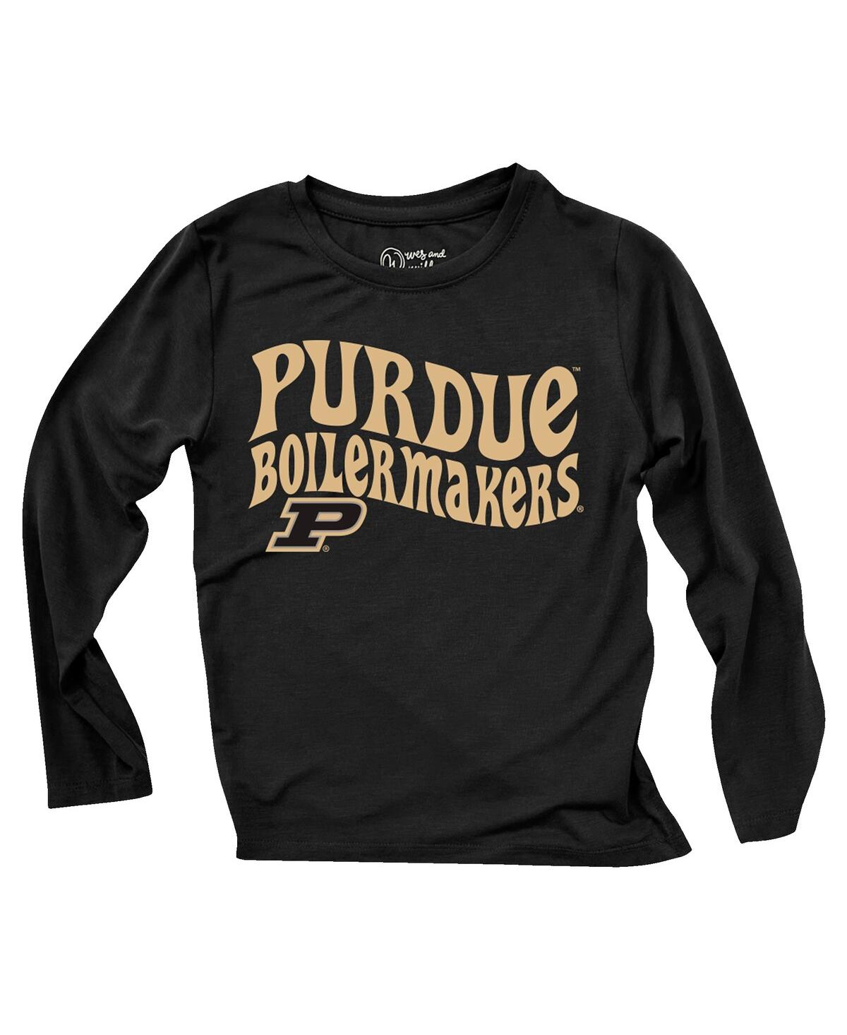 Wes & Willy Toddler Purdue Boilermakers Long Sleeve Top And Striped Leggings Set In Black