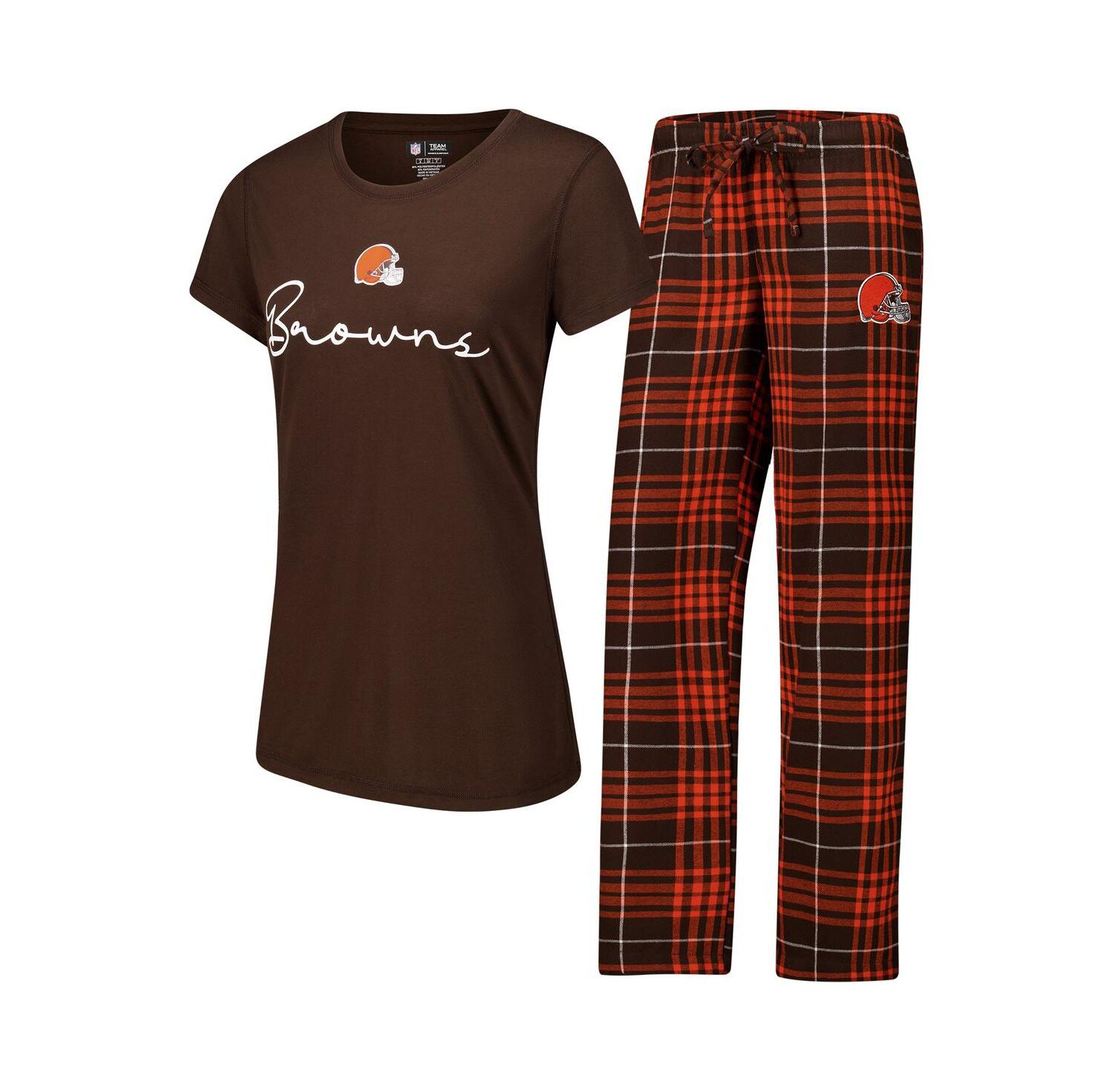 Women's Cleveland Browns Vector T-Shirt Flannel Pants Sleep Set