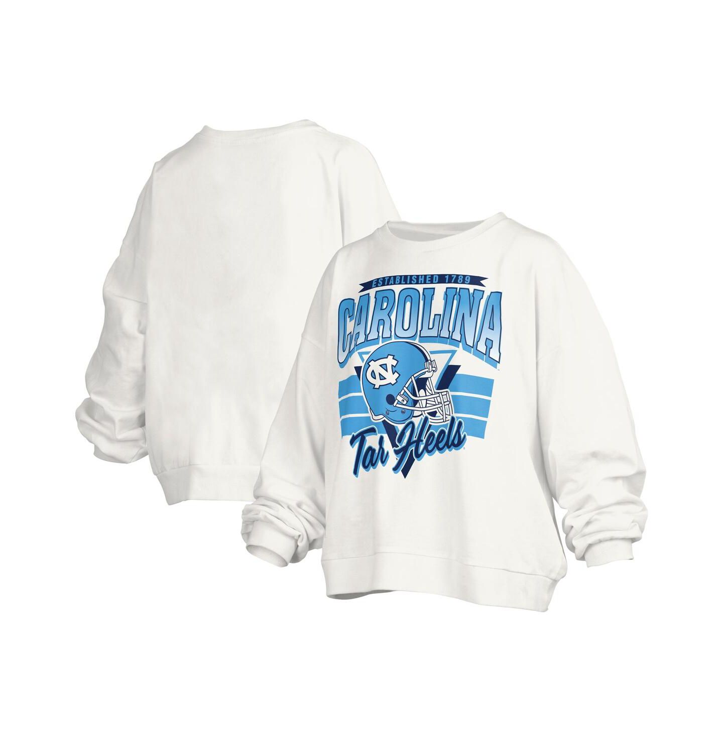 Женские толстовки Pressbox White North Carolina Tar Heels Janice Retro Logo Oversized Pullover — фото 1
