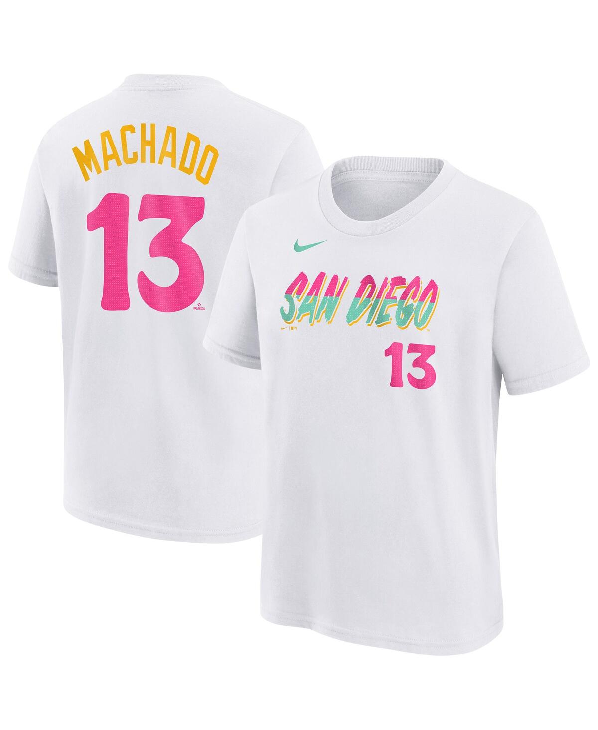 Nike Big Boys And Girls Manny Machado White San Diego Padres Fuse City Connect Name Number T-shirt In White