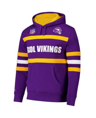 Men's Purple Minnesota Vikings Vintage Logo Head Coach Fleece Pullover Hoodie