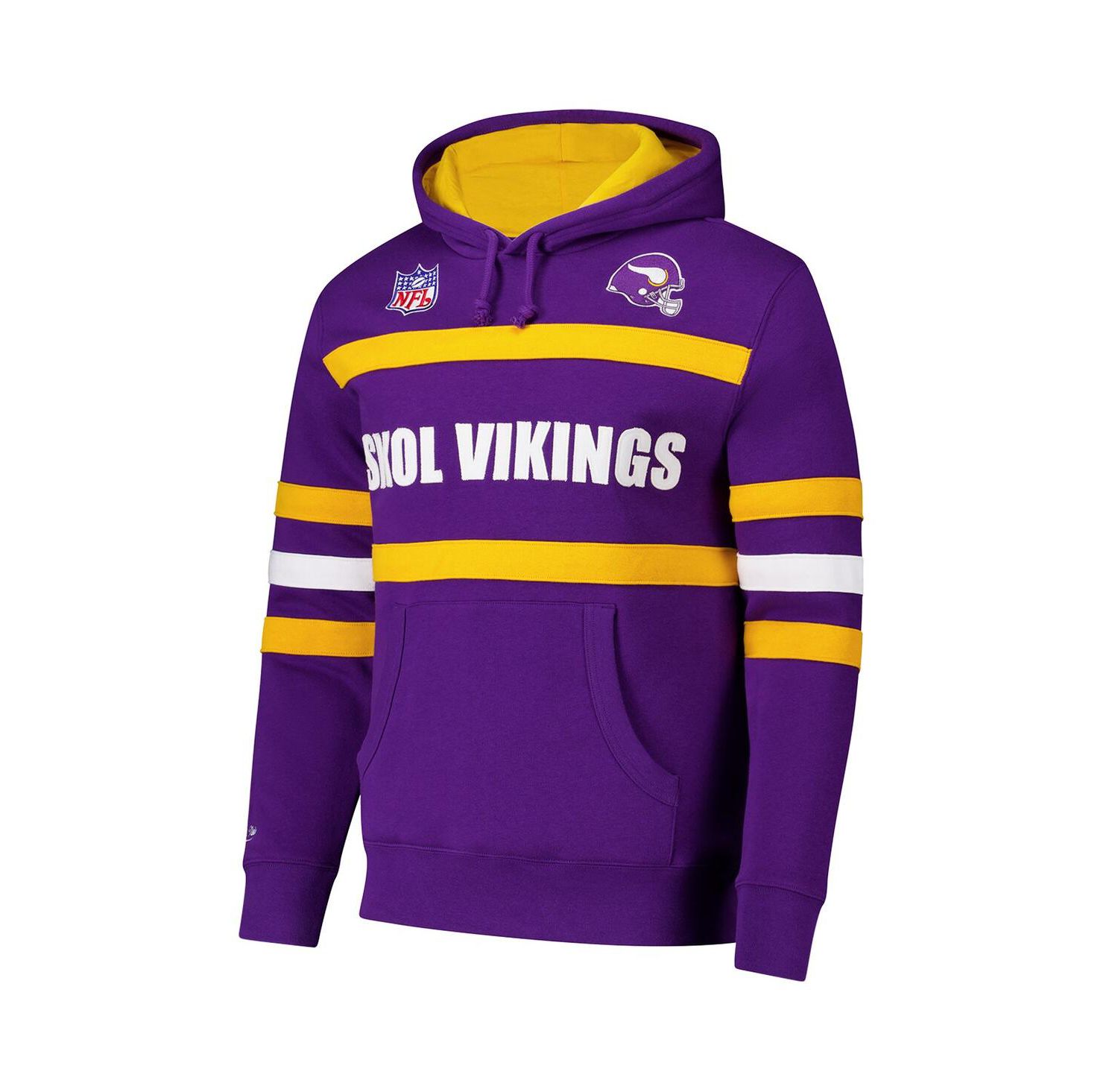 Men's Purple Minnesota Vikings Vintage Logo Head Coach Fleece Pullover Hoodie