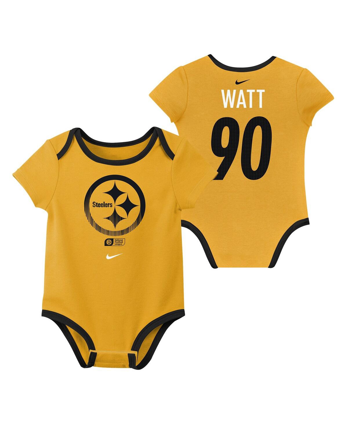 Nike Big Boys And Girls T.j. Watt Pittsburgh Steelers Name Number 3-pack Bodysuit Set In Black