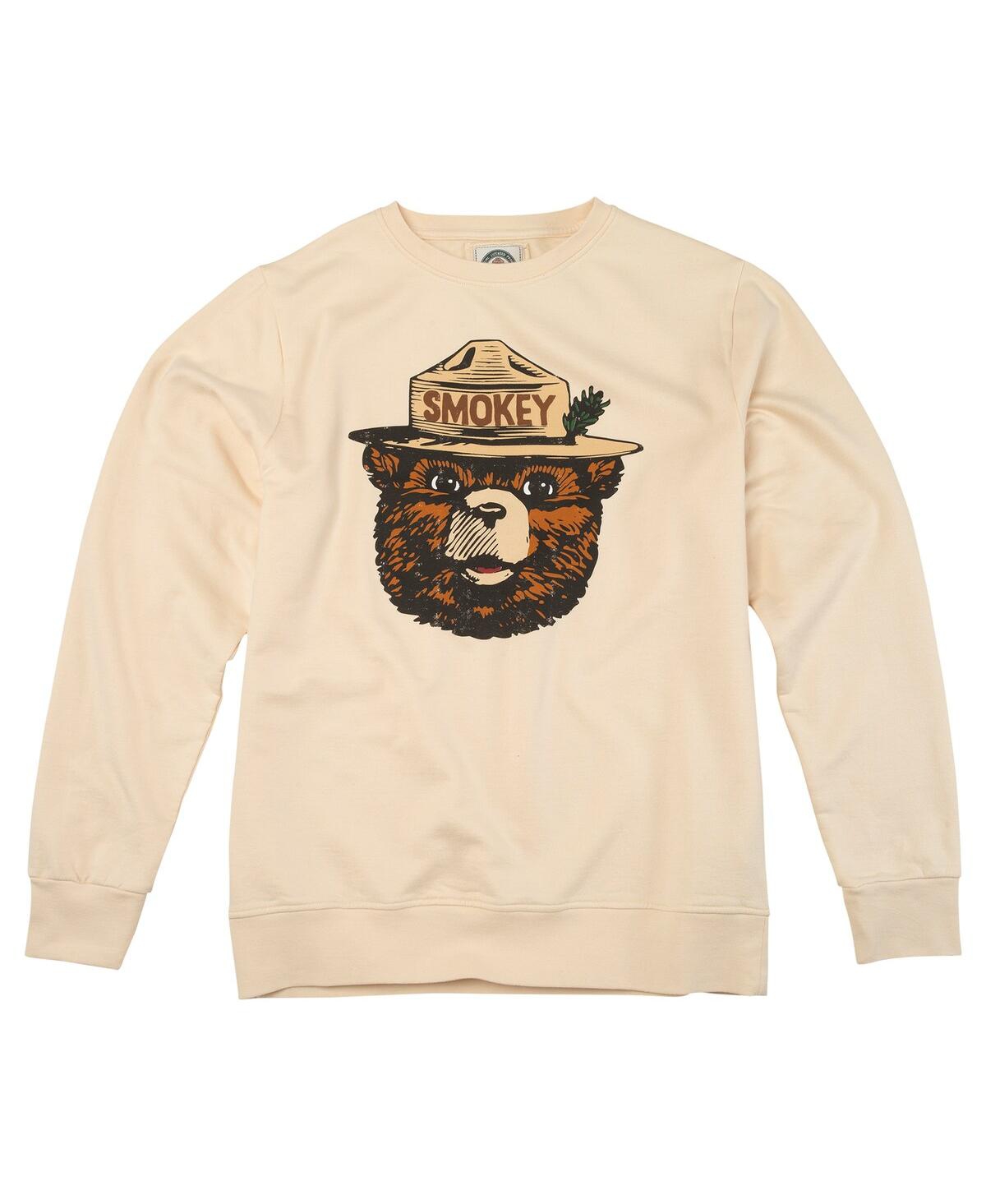 AMERICAN NEEDLE MEN'S CREAM SMOKEY BEAR SUNDAY FLEECE PULLOVER SWEATSHIRT 