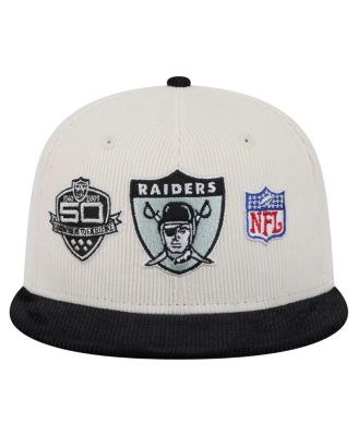 Men's Cream/Gray Las Vegas Raiders Throwback Corduroy 59FIFTY Fitted Hat