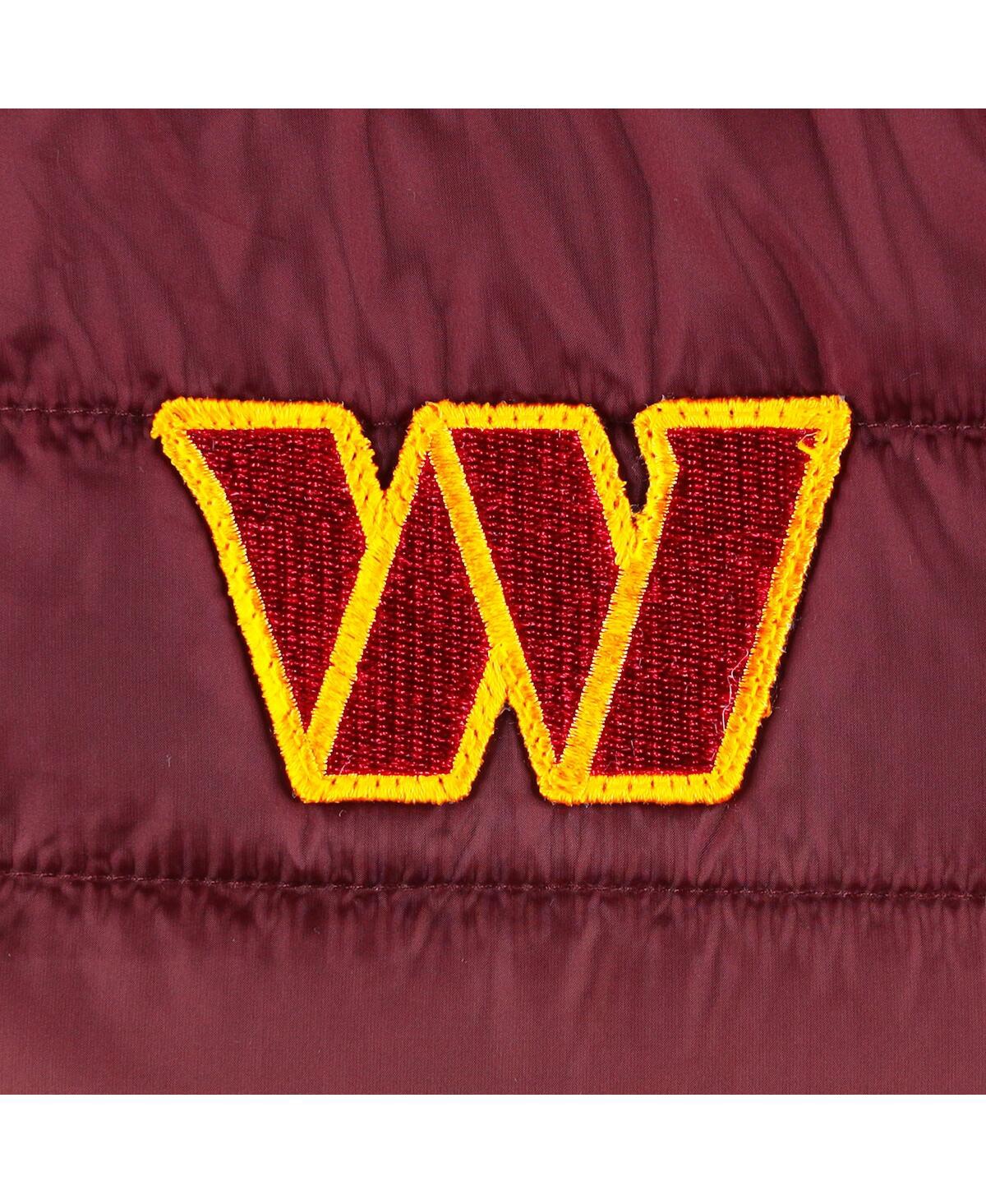 The Wild Collective Women's Burgundy/gold Washington Commanders Color Block Full-zip Puffer Jacket In Burgundy,gold