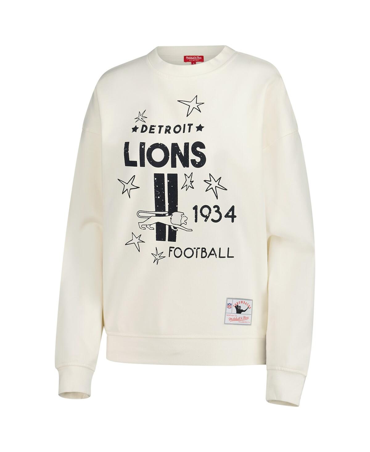 Mitchell & Ness Women's Cream Detroit Lions Shooting Stars Pullover Sweatshirt In Cream