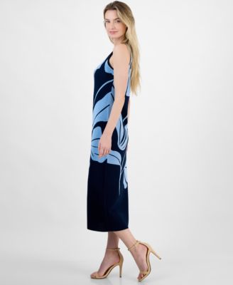 Women's Exploded-Floral-Print Sweater Dress