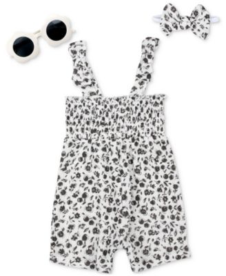 Baby Essentials - Baby Girls 3-Pc. Floral Romper, Headband, & Sunglasses Set
