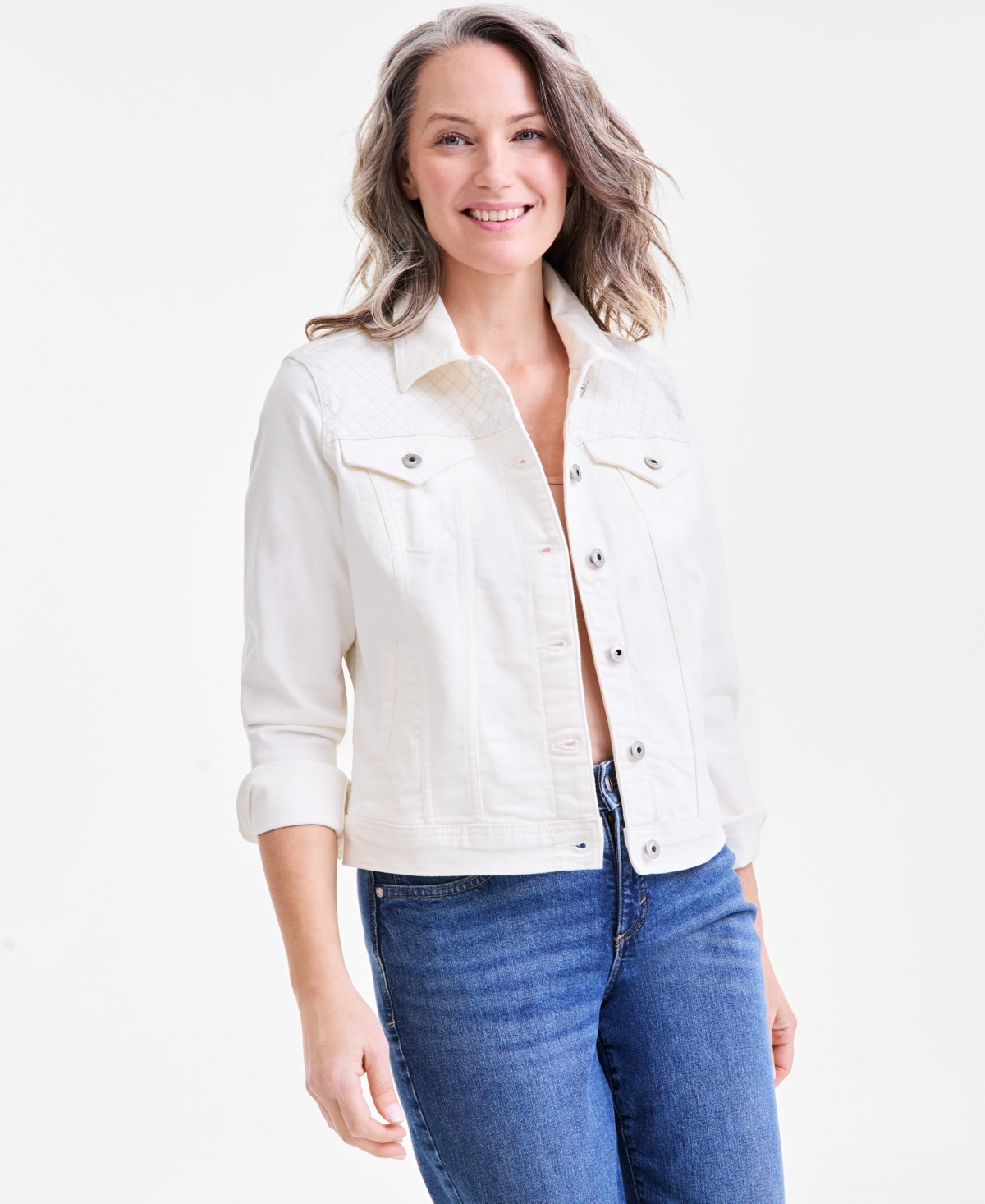 Women's Embroidered Denim Jacket, Exclusively at Macy's - Floral Embroidery
