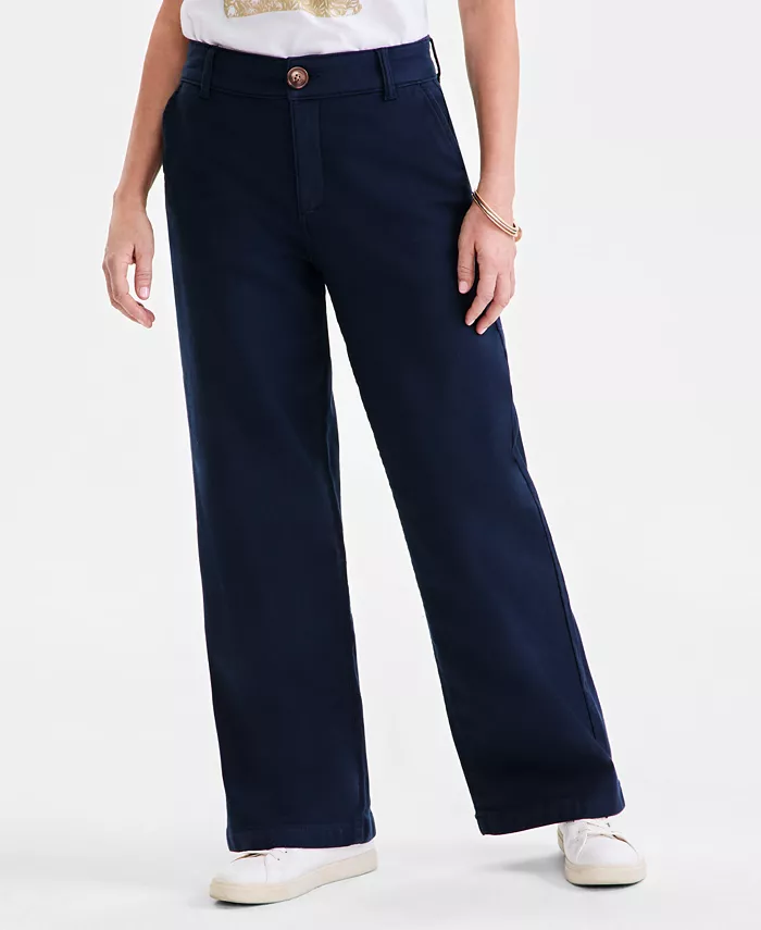 Petite Mid-Rise Dobby Twill Wide-Leg Pants - thumbnail 5