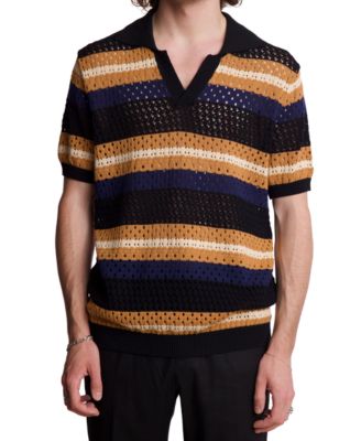 Paisley & Gray - Men's Johnny Collar Stripe Polo Shirt