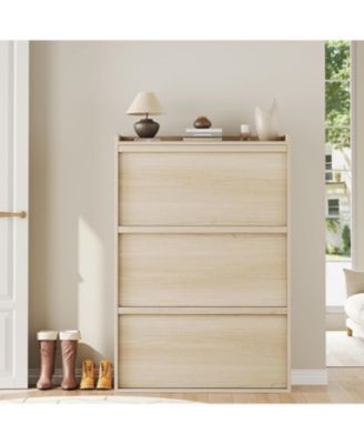 Shoe Cabinet with 3 Flip Drawers, Modern Shoe Rack Storage Organizer