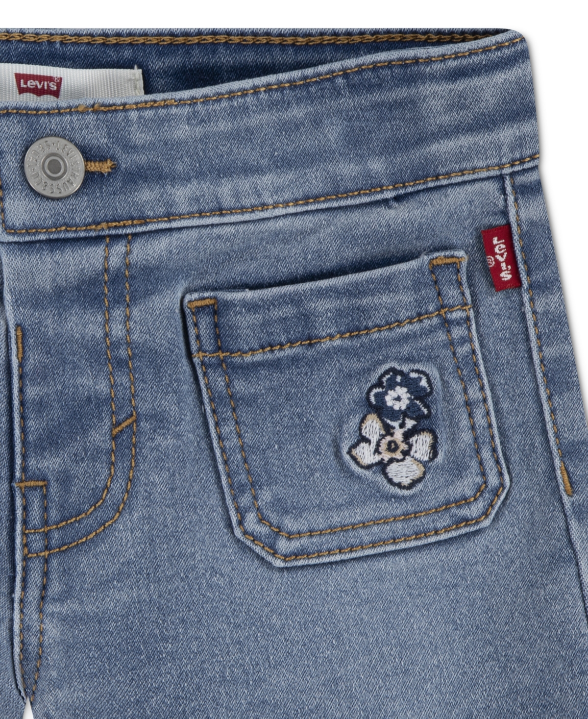 Levi's Baby Girls 2-pc. Flutter-sleeve Top & Jean Shorts Set In Blue