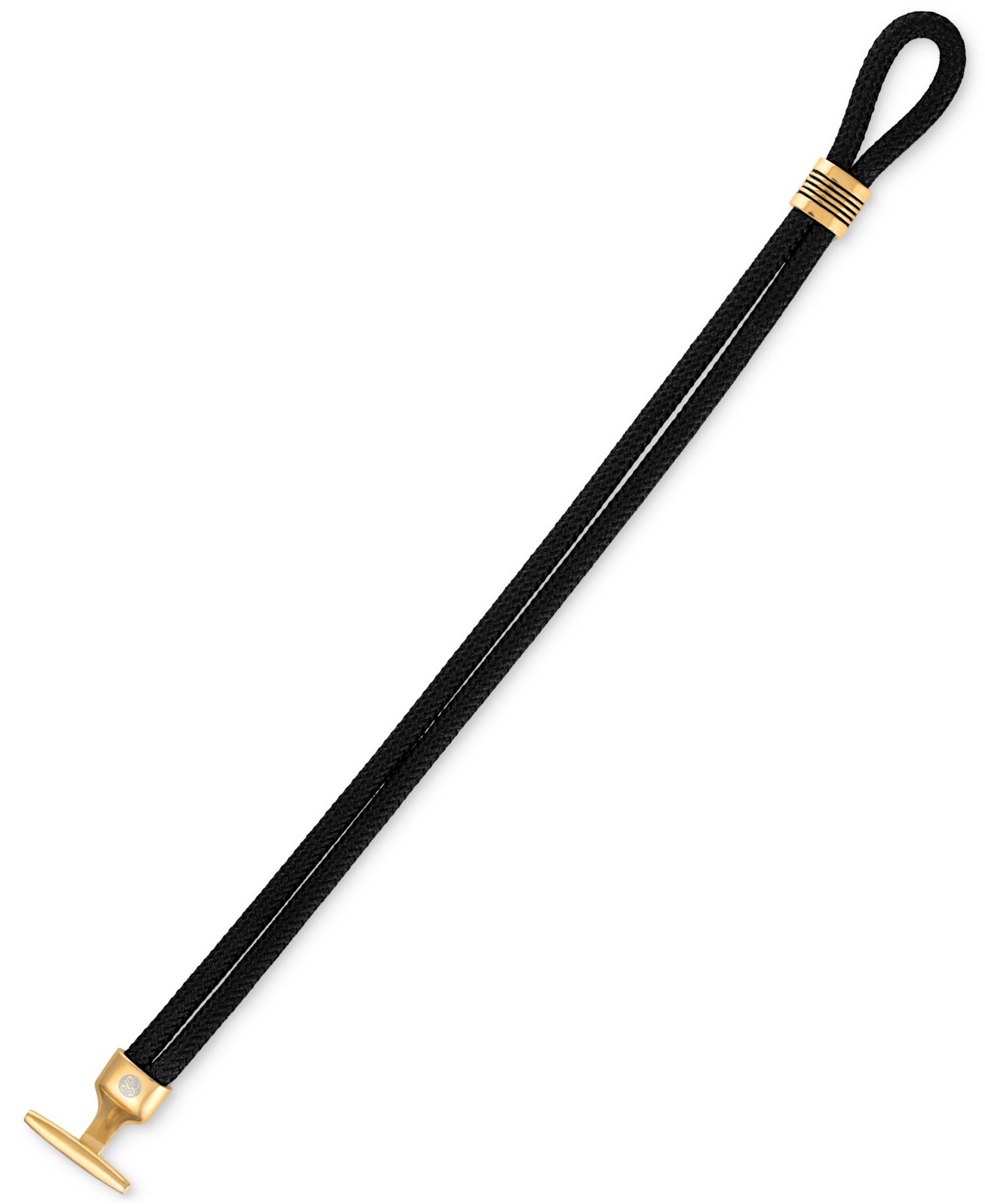 Black Cord Toggle Bracelet in Gold-Tone Ion-Plated Stainless Steel