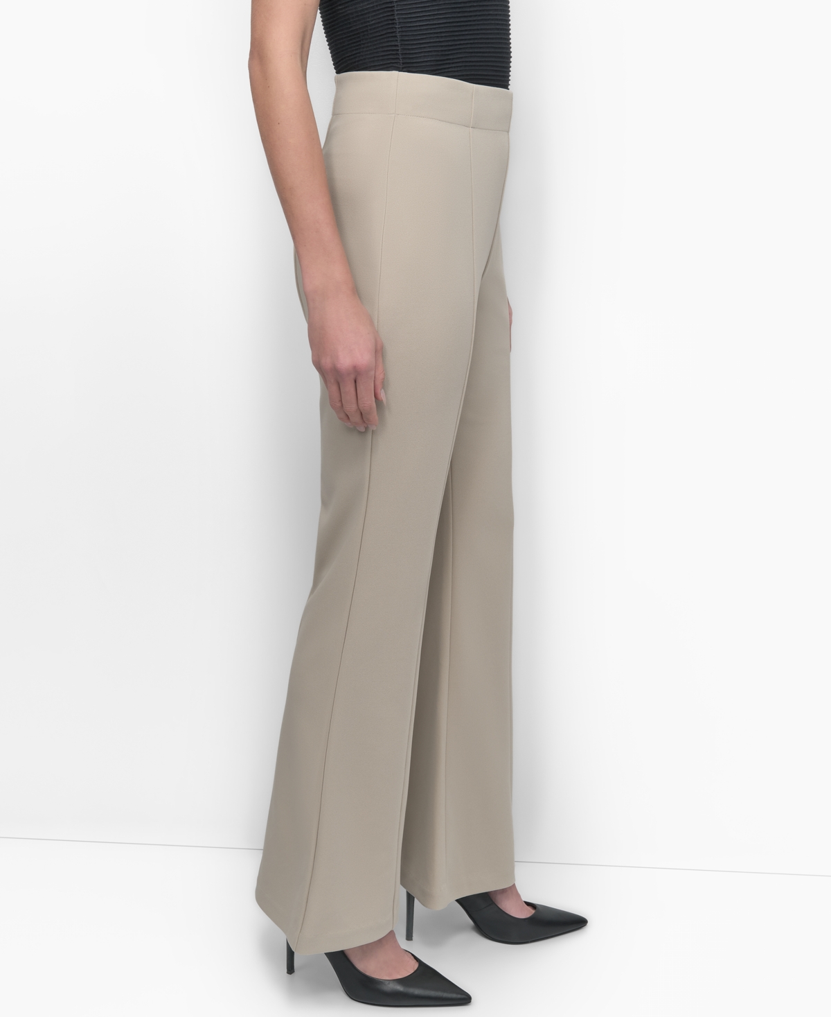 Dkny Women's Front-seam Pull-on Trousers In Pebble